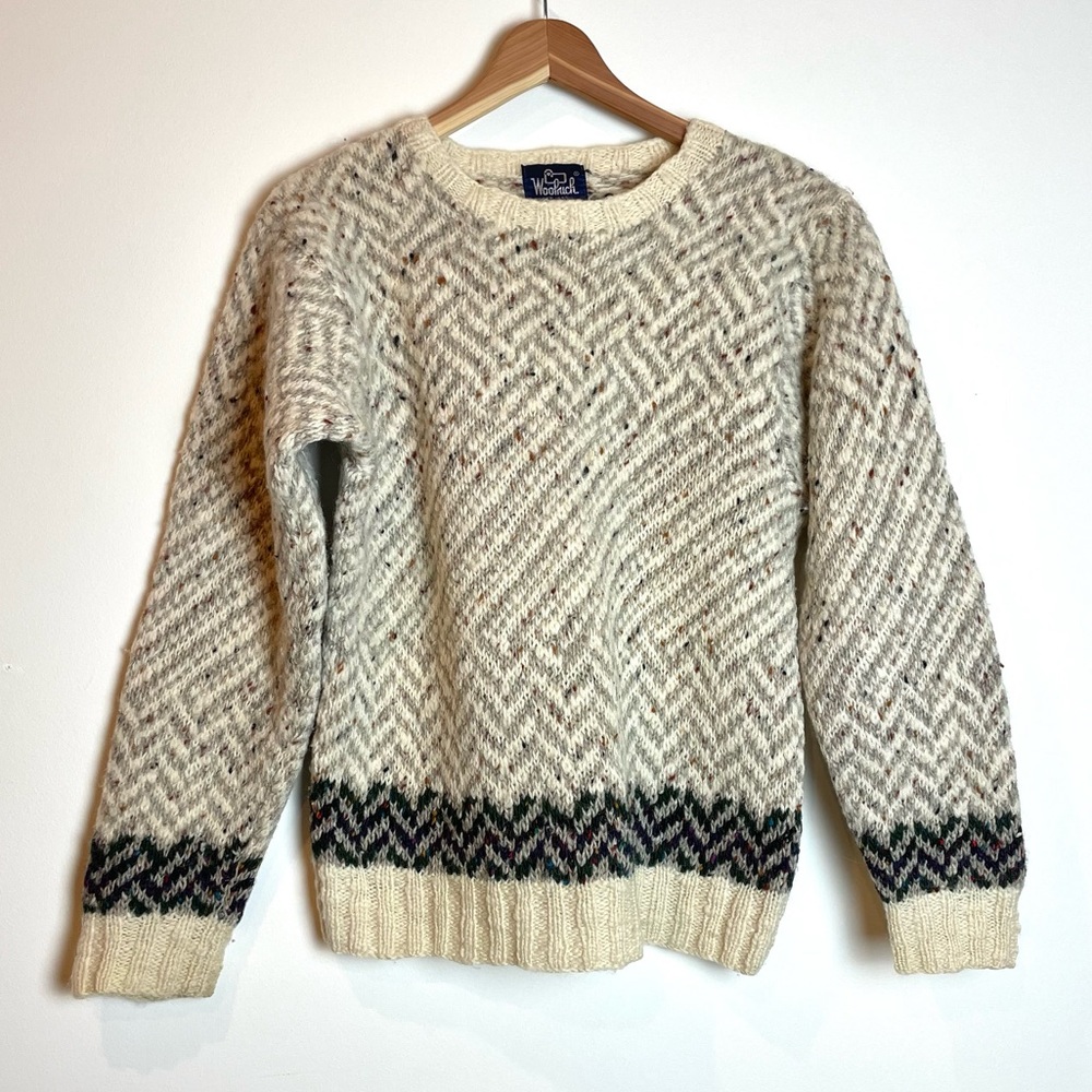 Woolrich Vintage Heavy Wool Sweater Size Medium Crewneck Fisherman Warm